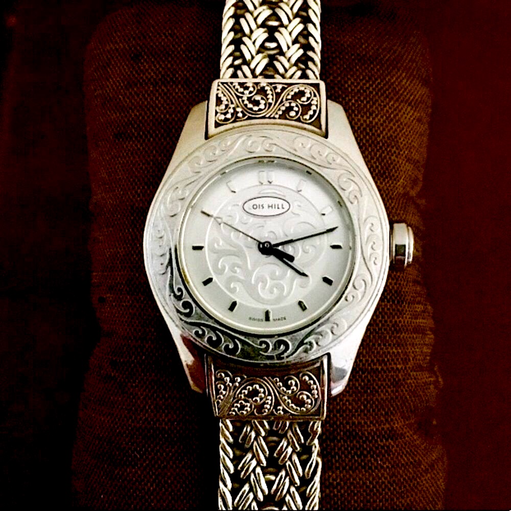 Lois Hill Watch Sterling Silver Thai Weave Bracelet Swiss Movement